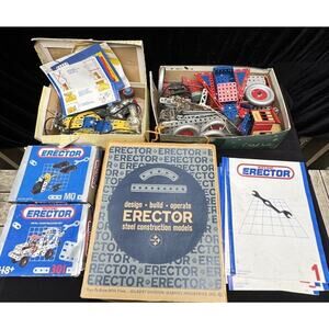 Vintage Gilbert Toys Erector Sets Huge Lot! 5 Boxes Full! Lots Of Paperwork!